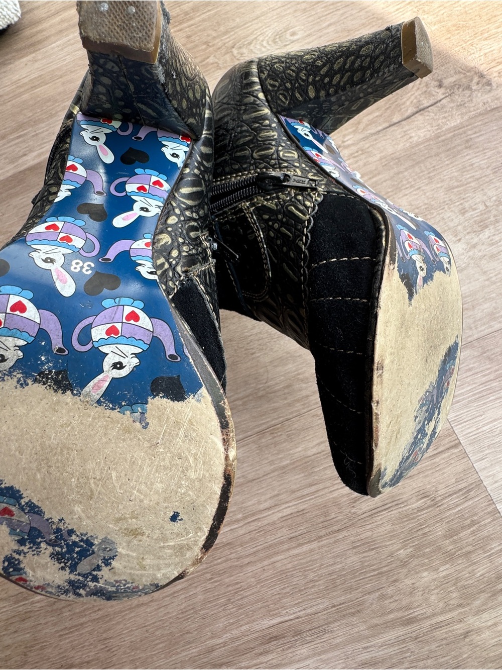 Irregular Choice Miaow Ankle Heeled Booties Black 38 WitchyCore Cat Lovers Witch - Picture 11 of 14